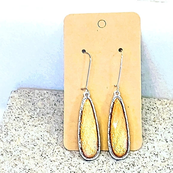 FACETED ART GLASS TEARDROP DANGLE DROP STAINLESS STEEL WIRE HOOK EARRINGS - Picture 1 of 6